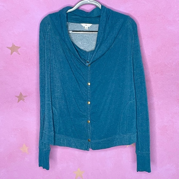 Lucky Brand Tops - Lucky Lotus Teal Drapey Snap Front Button Viscose Cardigan Sweater Size Medium
